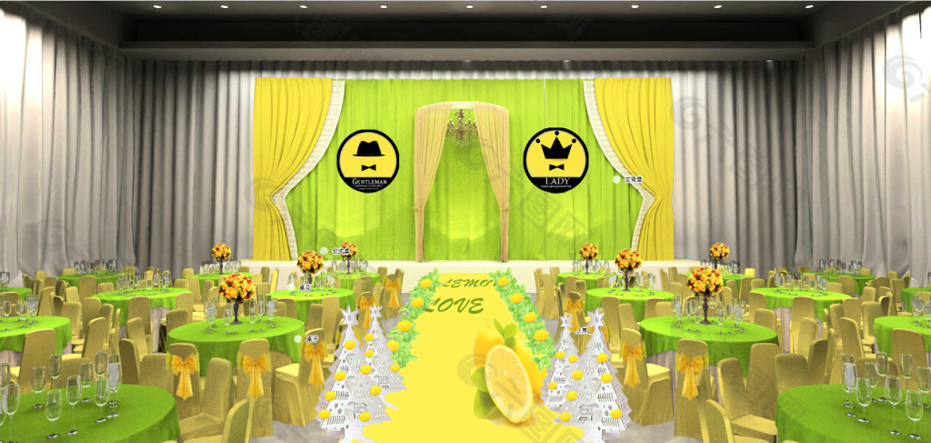 黄绿色主题婚礼