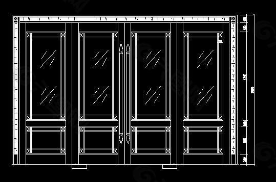 cad 玻璃门  铜门