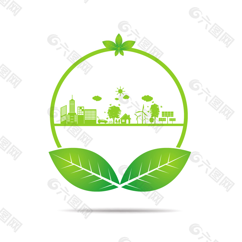 绿叶与环保城市图片
