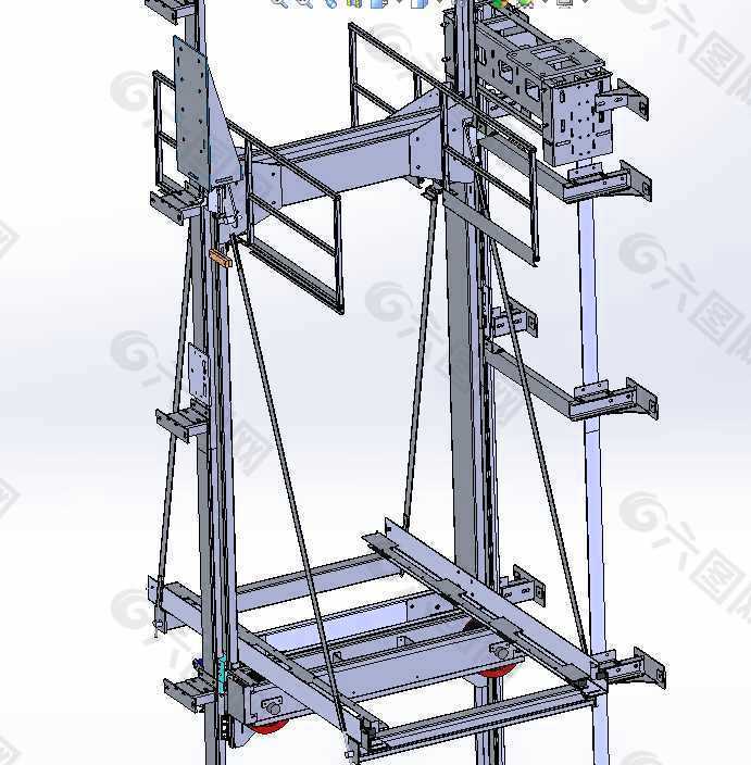 井道电梯轿厢架机构机械模型