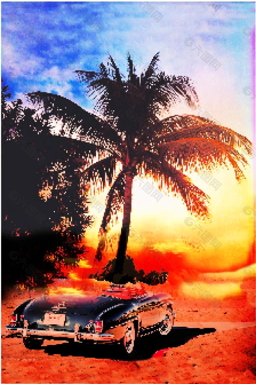 椰树 汽车 夏威夷风情
