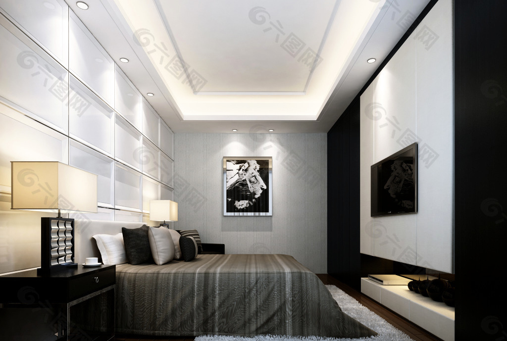 黑白新古典卧室设计图