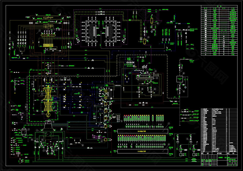 机组热力系统图CAD机械图纸