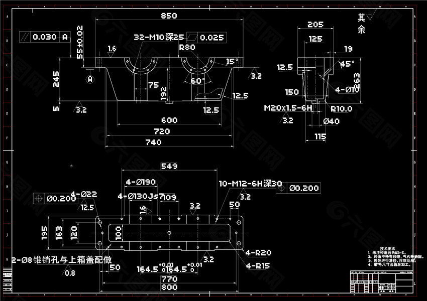 变速箱下箱体CAD机械图纸