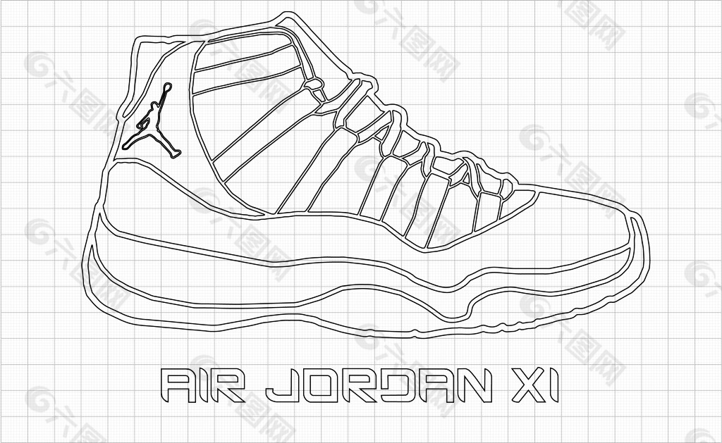 air jordan 11篮球鞋线描图