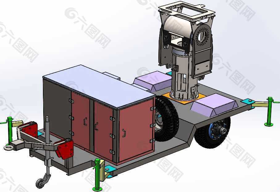 单轴牵引拖车天线安装机械模型