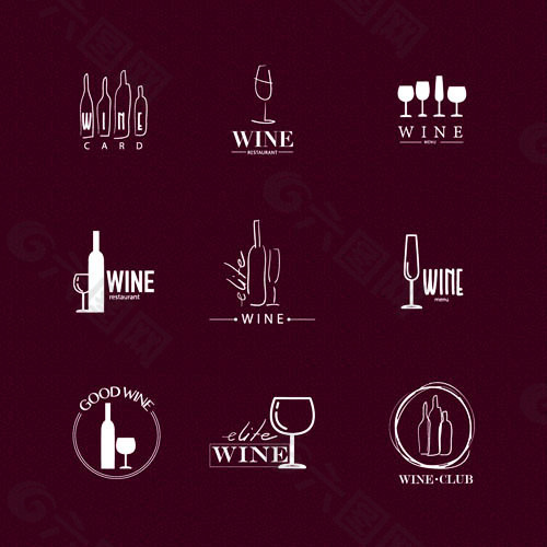 手绘葡萄酒标志
