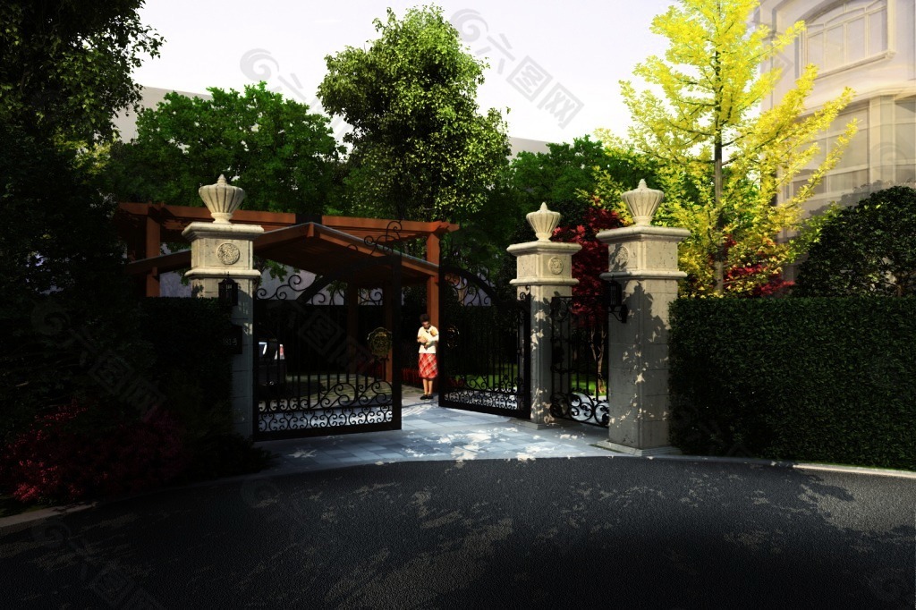庭院入户门景观3D模型
