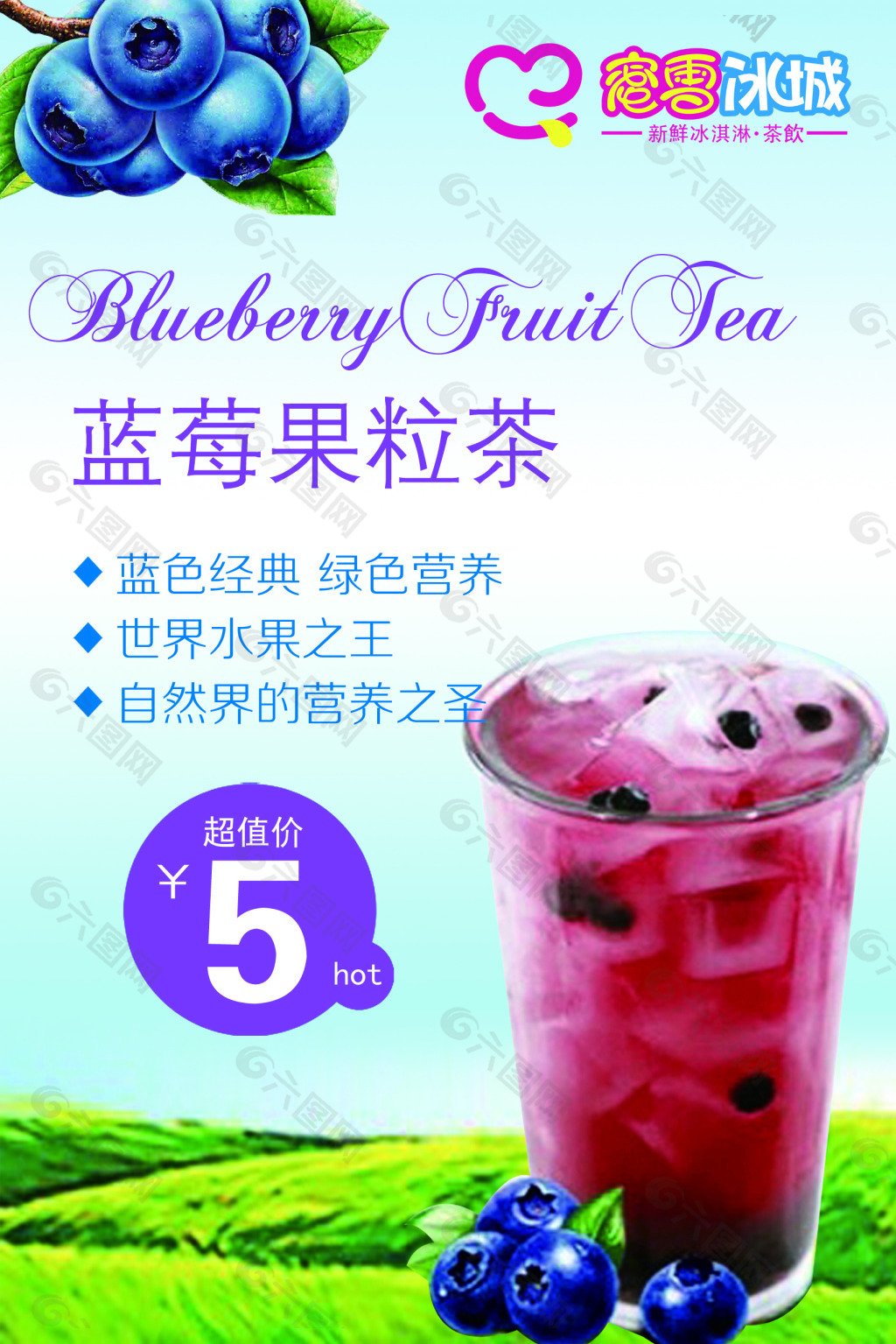 蓝莓果粒茶