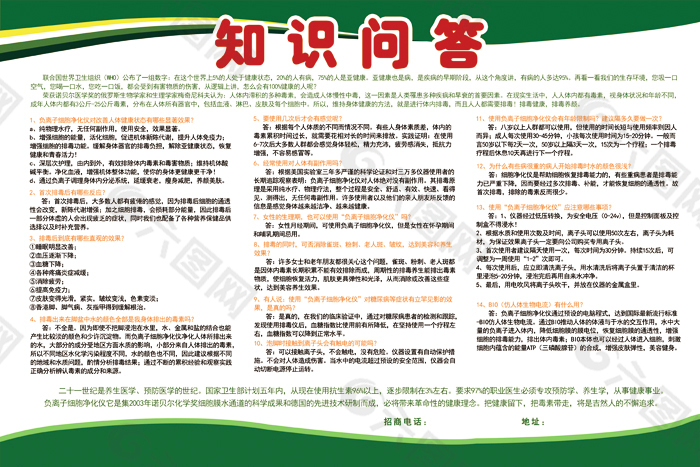 负离子健康仪知识问答展板图片免费下载