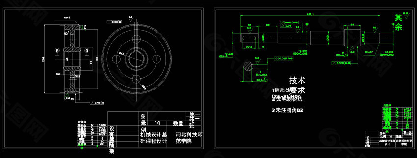 轴和齿轮机械图纸