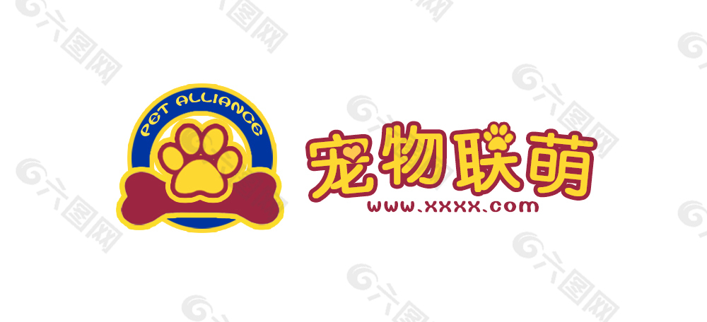 宠物联盟logo设计可爱卡通logo