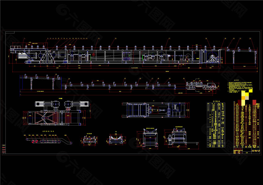 皮带机总图CAD机械图纸