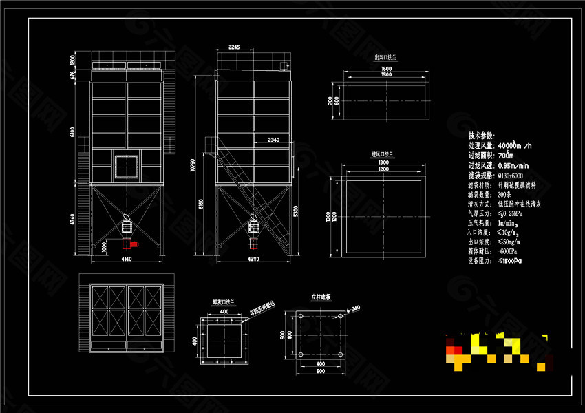 除尘器CAD机械图纸