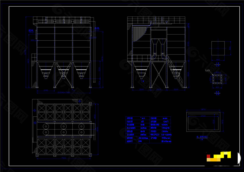 布袋除尘器CAD机械图纸