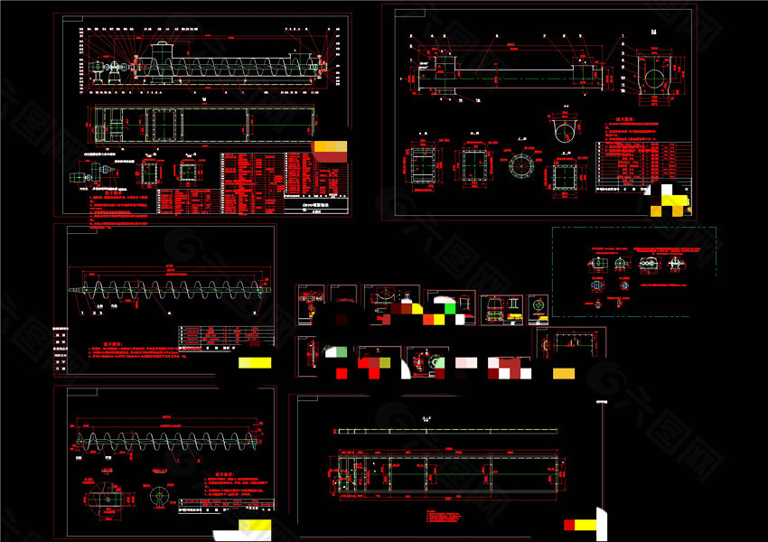 螺旋输送机制作图CAD机械图纸