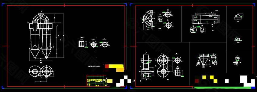 雙筒旋風除塵器機械圖紙