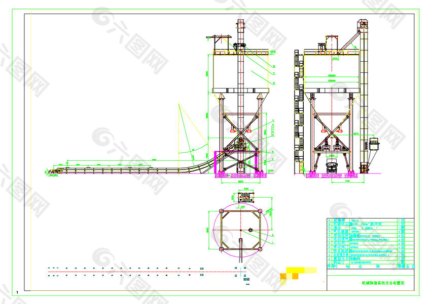 机械除渣系统设备布置图机械图纸