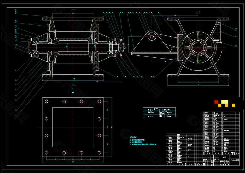 卸灰阀装配图机械图纸