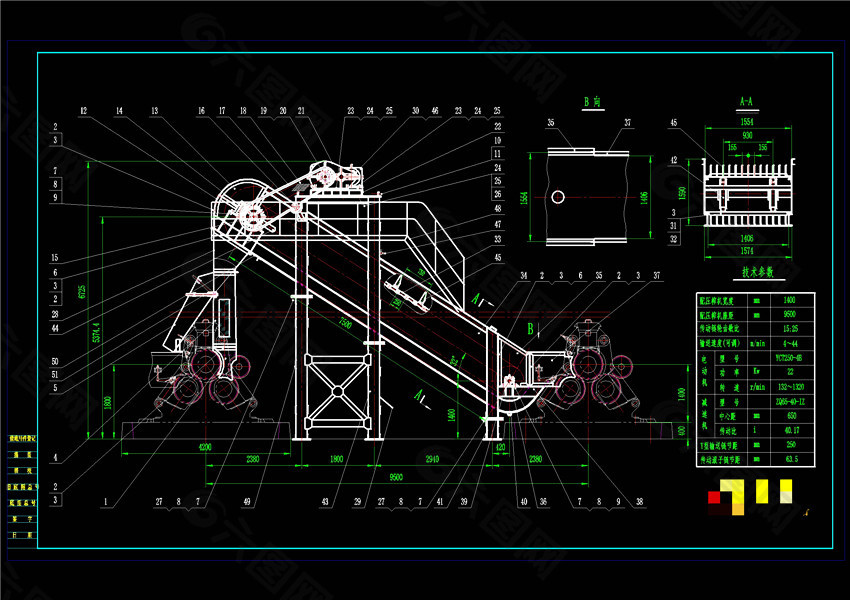 中间输送机装配图机械图纸