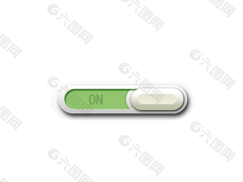 绿色 白色 ON滑动按钮 PSD 写实