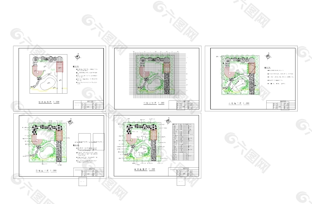别墅景观设计施工图纸CAD绿化