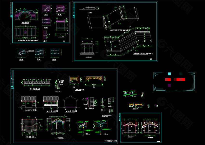 古典园林轩CAD景观图纸