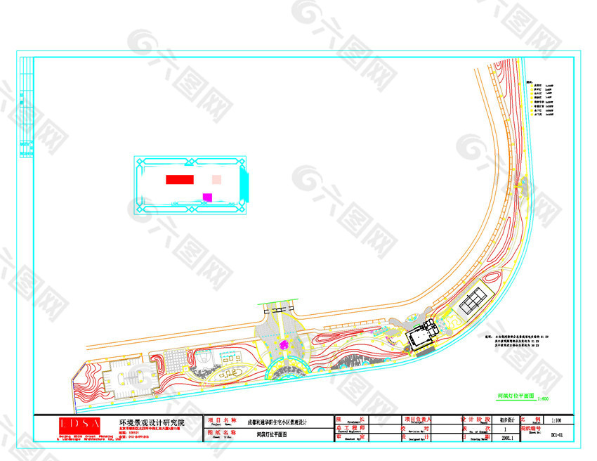 河滨灯位平面图CAD景观图纸