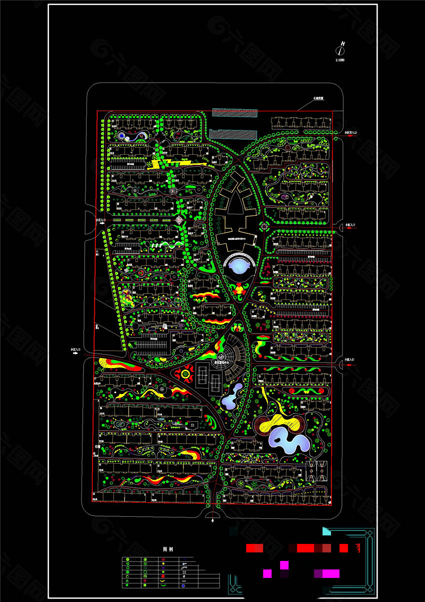 小区景观规划布置图CAD景观图纸