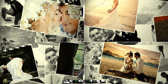 纯照片展示的婚礼相册图片墙AE工程