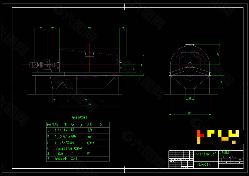 滚筒式筛砂机CAD机械图纸