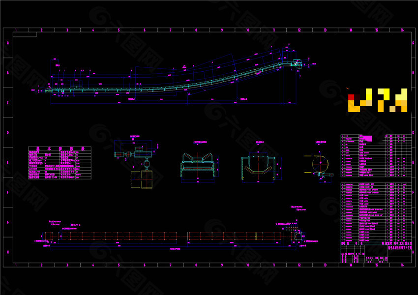 型皮带机图纸CAD景观图纸