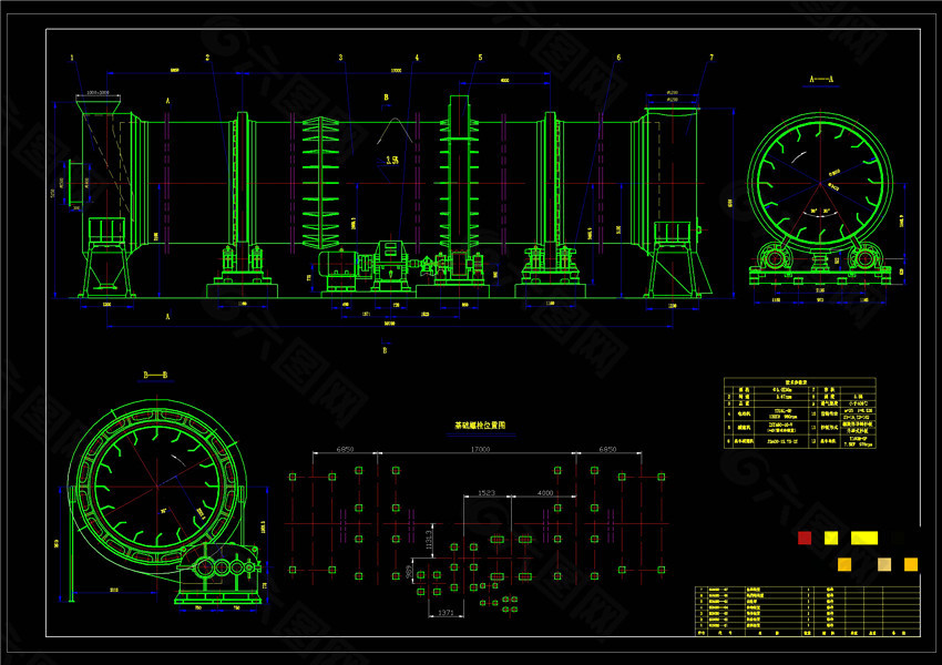 烘干机CAD机械图纸