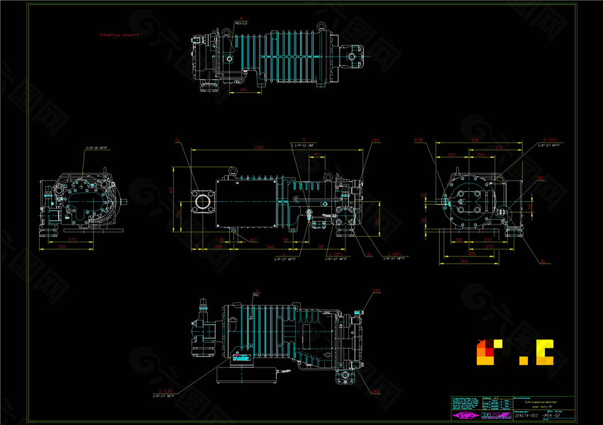 半封闭螺杆压缩机的CAD图纸