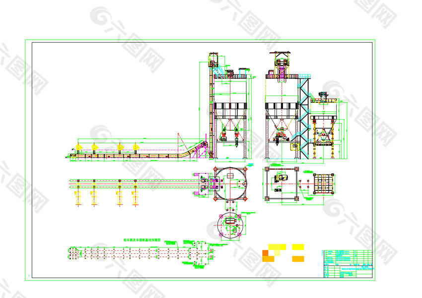 机械除渣设备布置系统详图CAD机械图纸