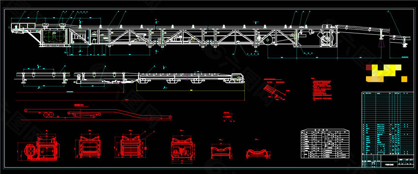 可伸缩皮带机CAD机械图纸