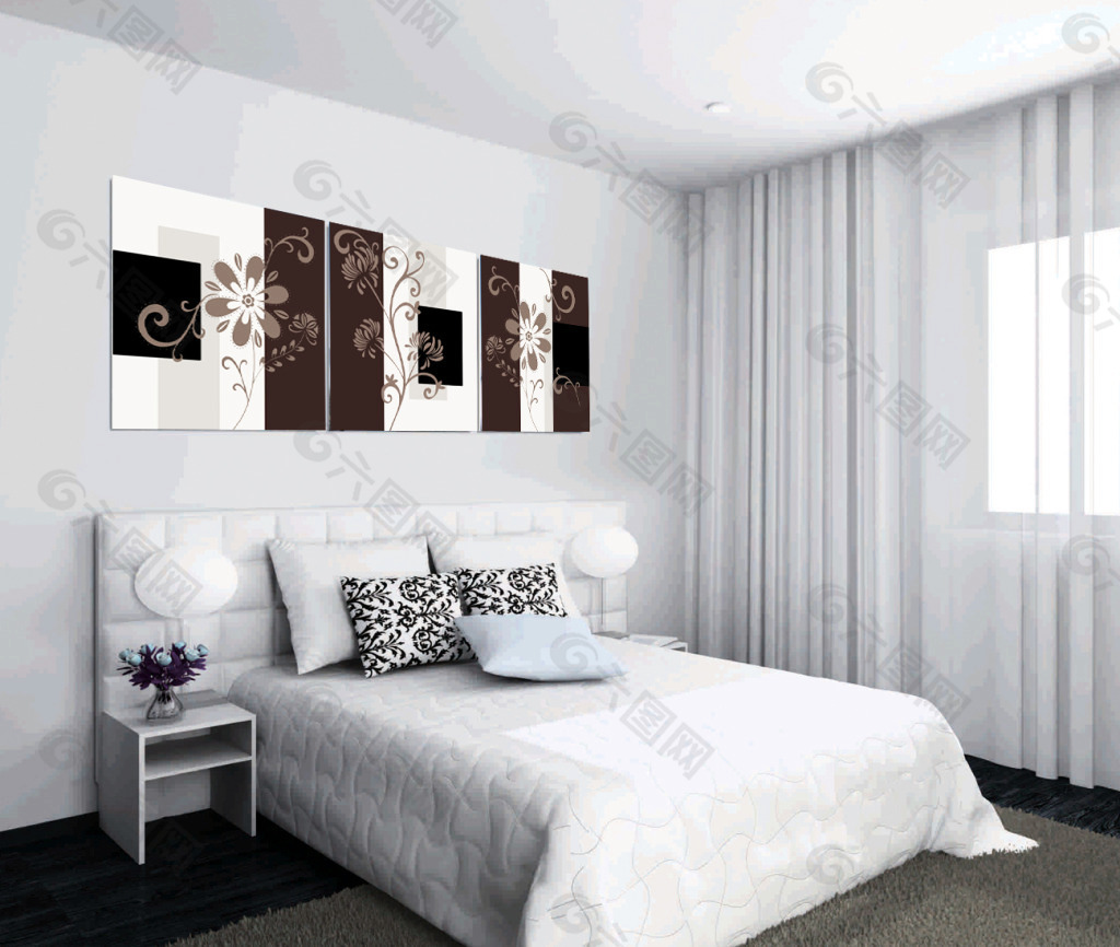 现代卧室装饰画装饰装修素材免费下载(图片编号:5599200-六图网