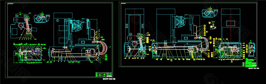 液压系统管路图cad机械工业图纸