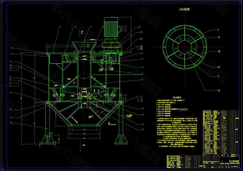 熟料圆锥式破碎机装配图cad机械工业图纸