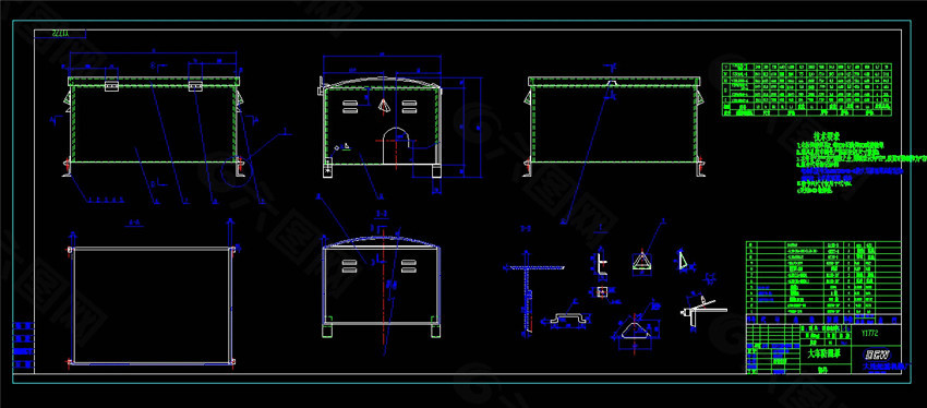 双梁吊钩桥式起收设计CAD机械图纸