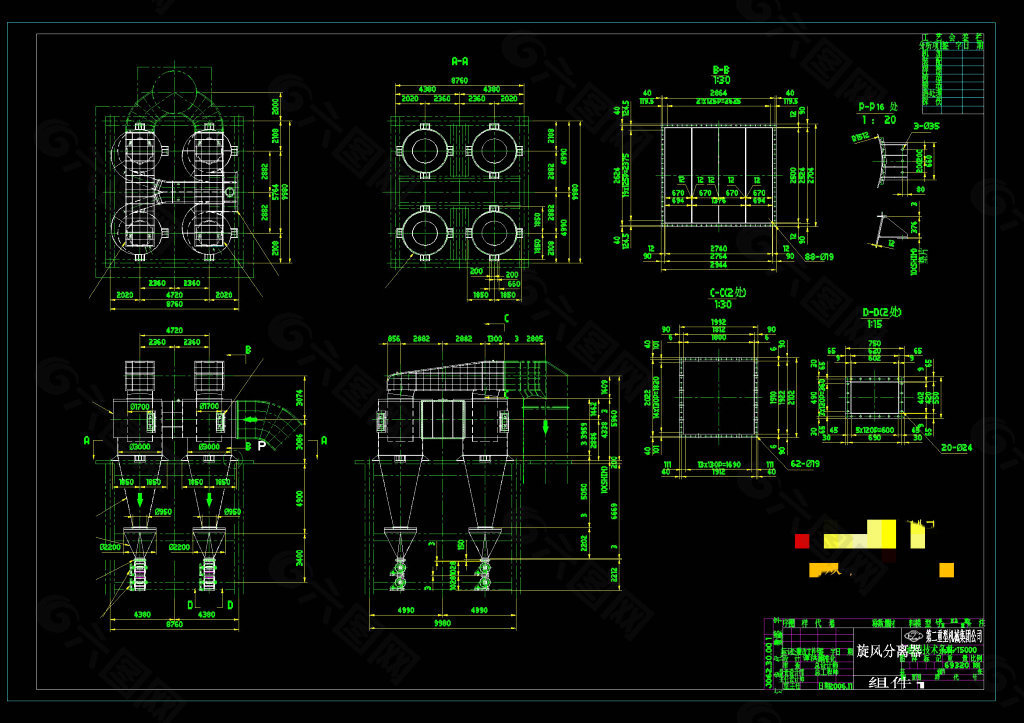 立磨配套旋风筒CAD机械图纸