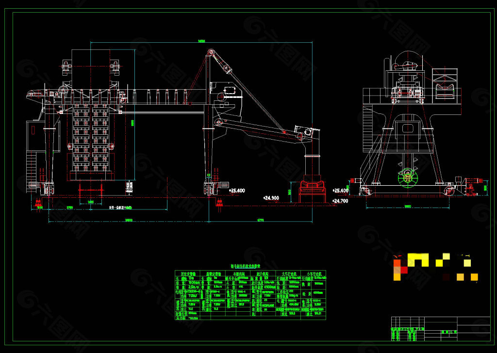 链斗卸车机CAD机械图纸