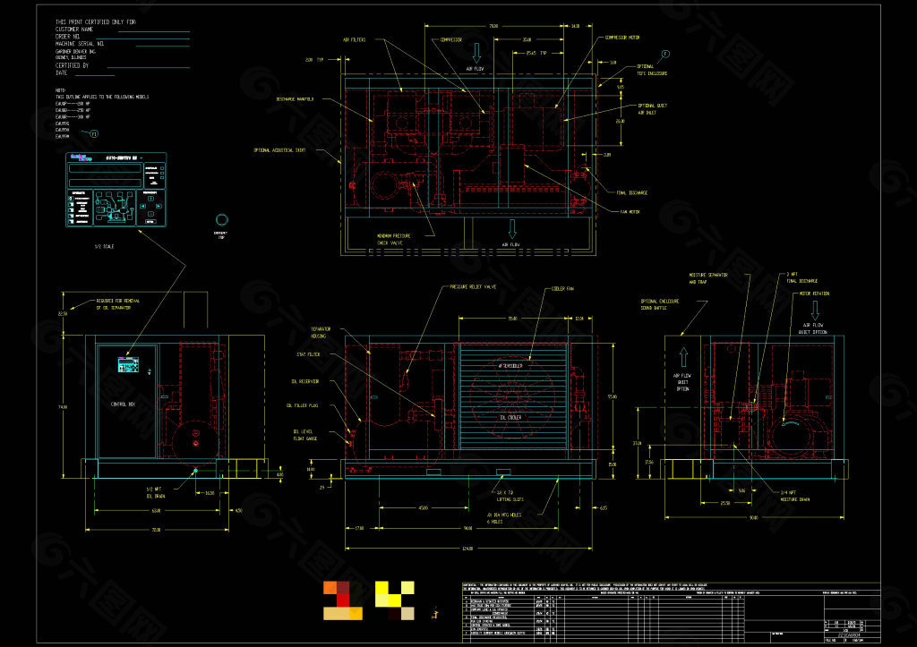 螺杆空压机总图CAD机械图纸