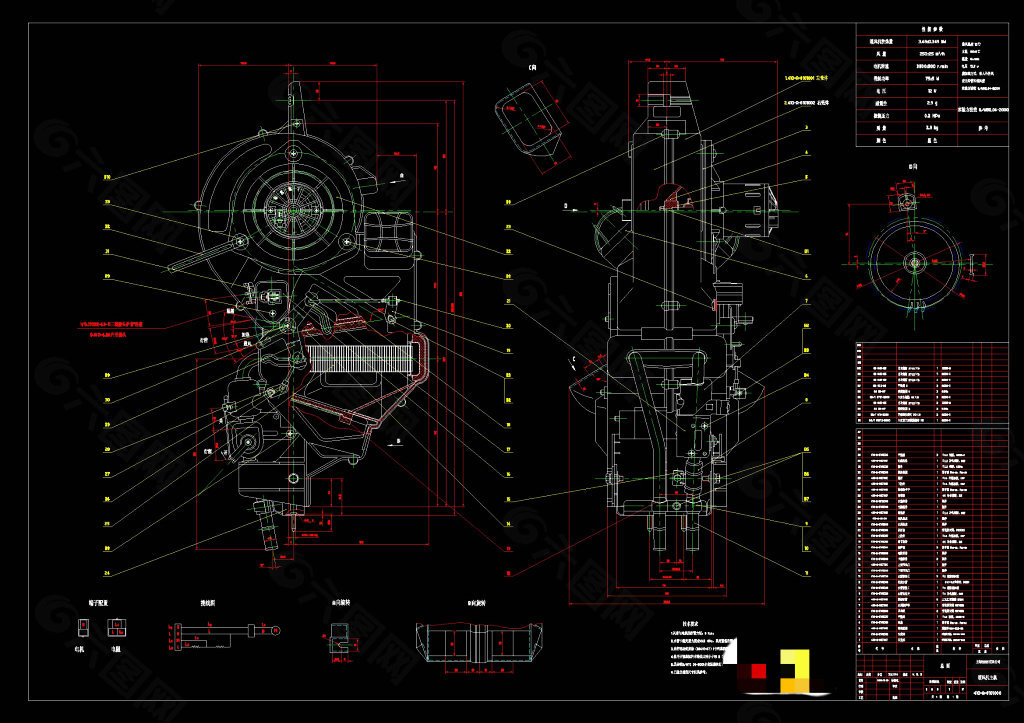 暖风机主机总图CAD机械图纸