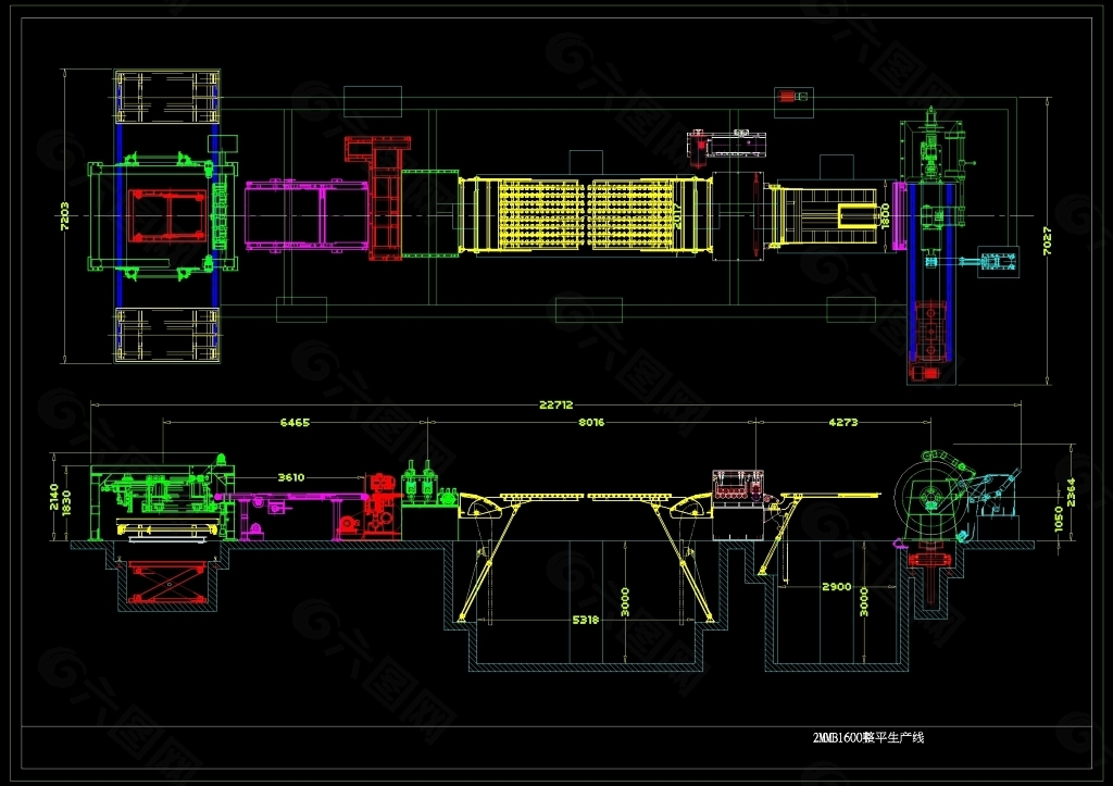 生产线总图CAD机械图纸