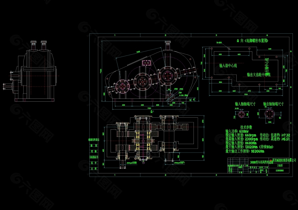 两档减速箱CAD机械图纸