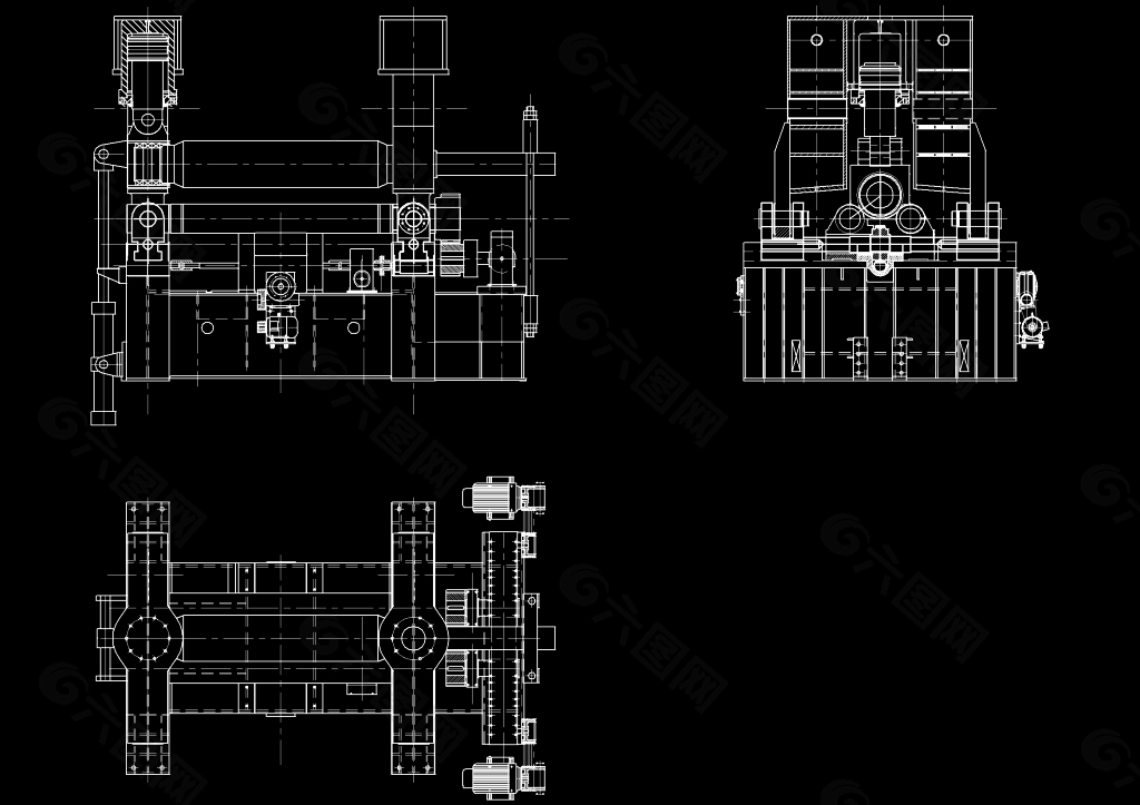 大型卷板机CAD装配图CAD机械图纸