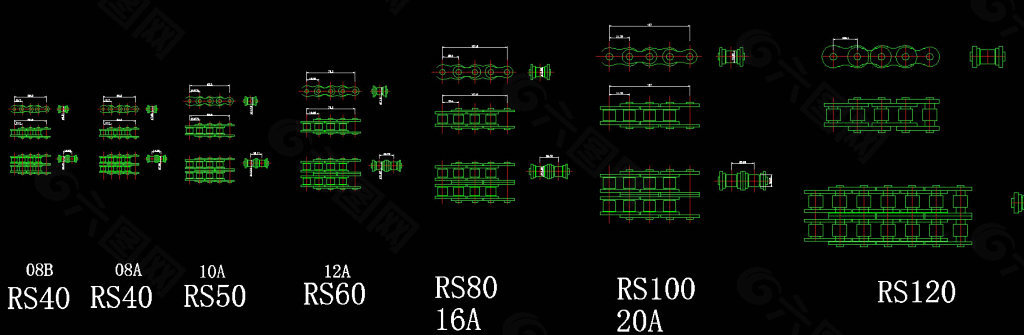国标链条CAD机械图纸