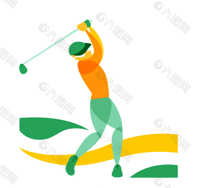 抽象彩色高尔夫球手