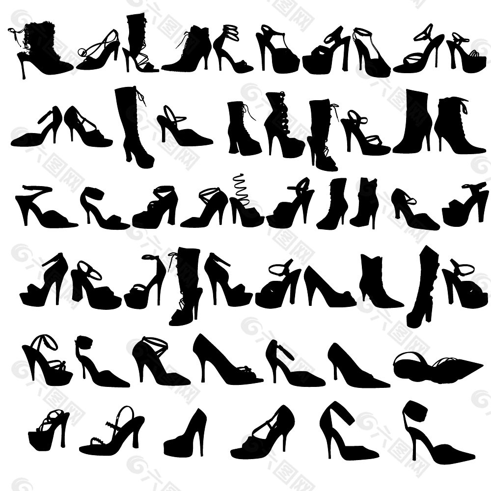 女士高跟鞋剪影矢量图设计元素素材免费下载(图片编号:5610299)